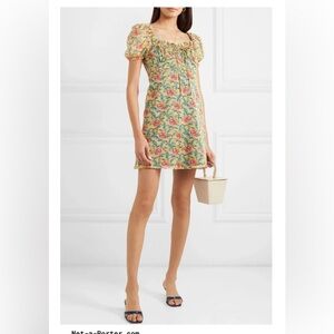 Raquel Diniz Alice Floral Print Silk Chiffon Mini Dress $1305 boho vintage Y2K